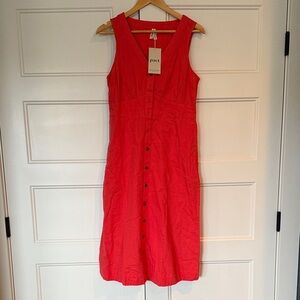 Pact Rose Coral Button-Down Midi Dress
